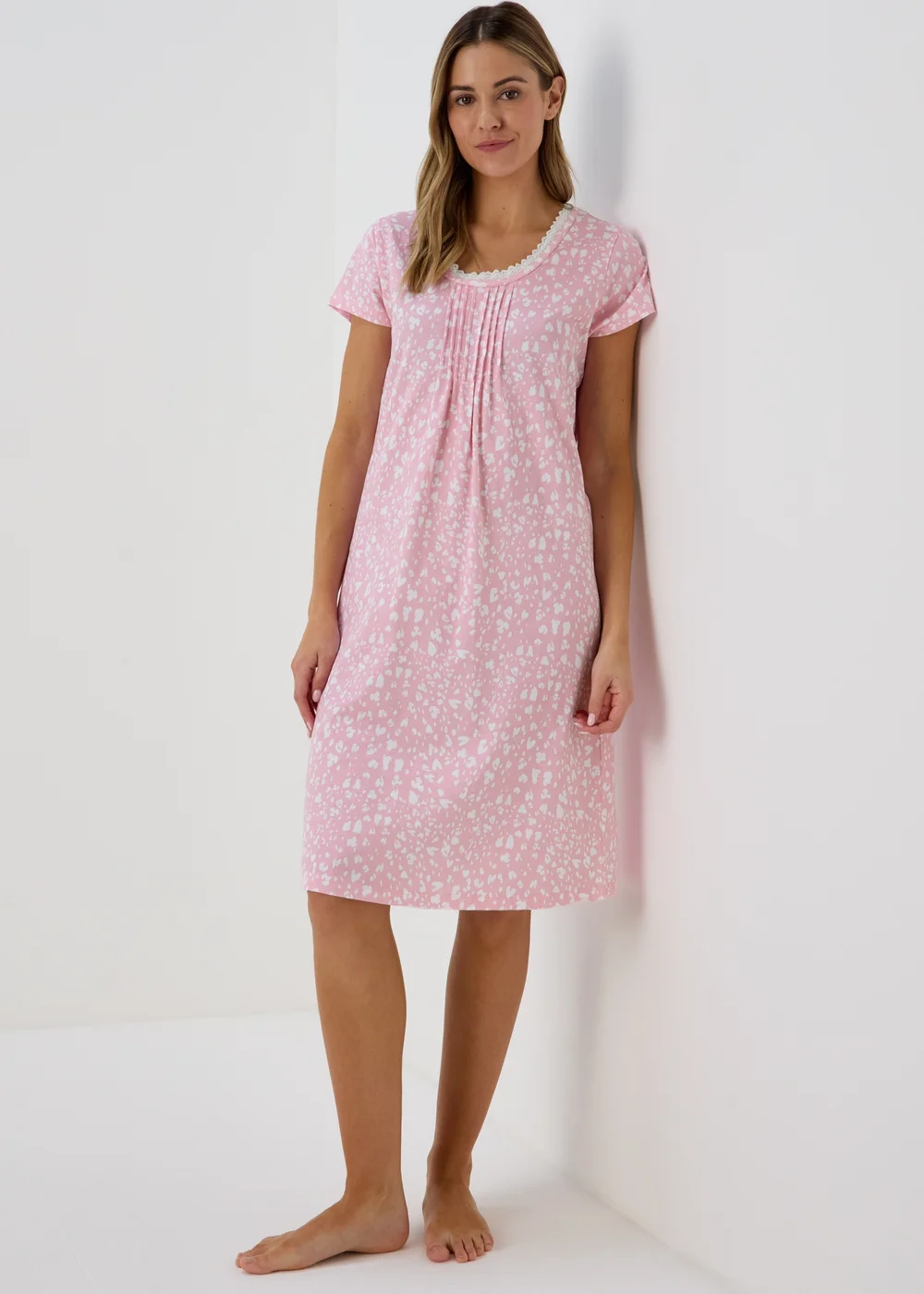 Pink Animal Print Lace Nightie - Small Image 1