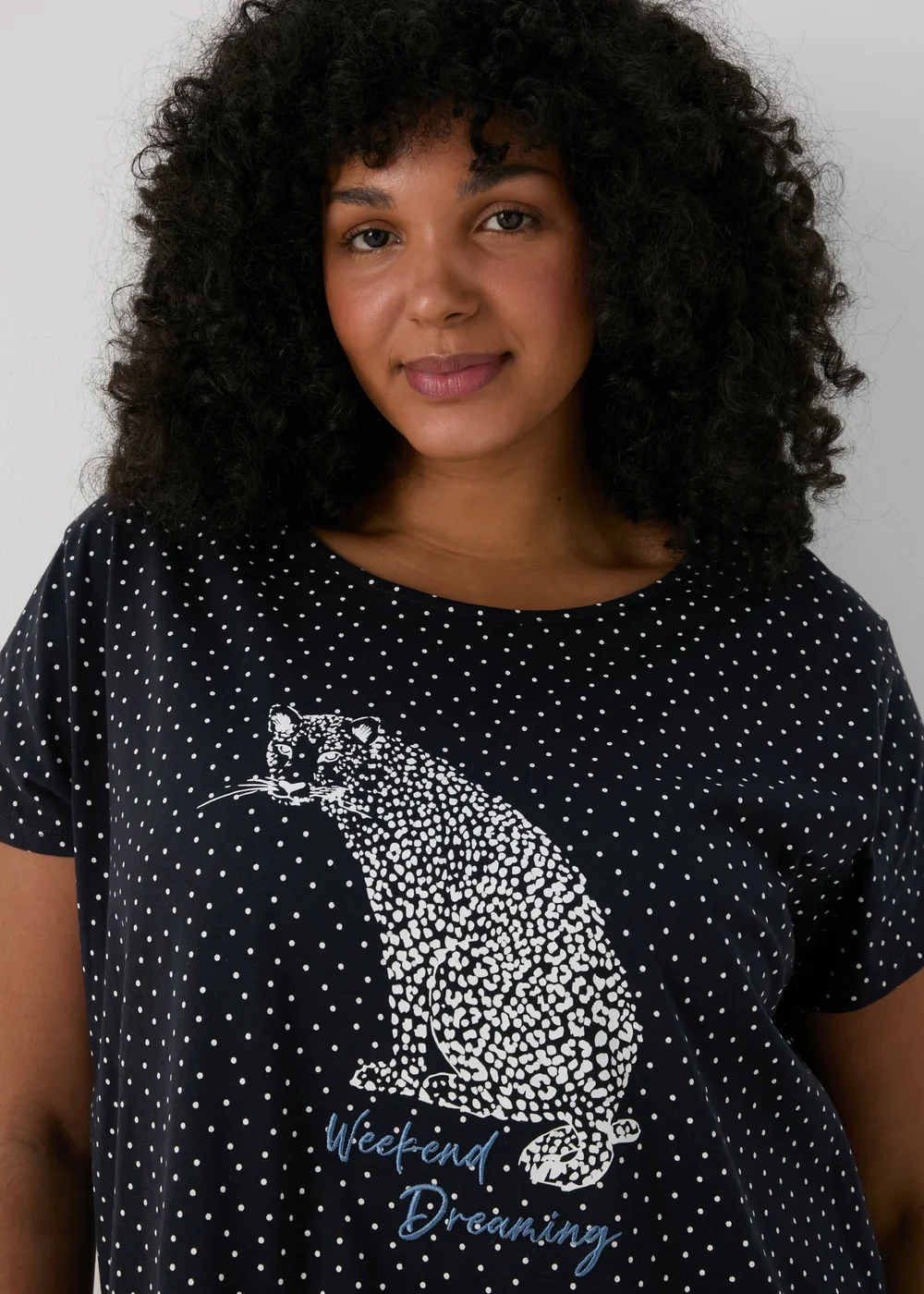 Blue Leopard Print Long T-Shirt - Small Image 3