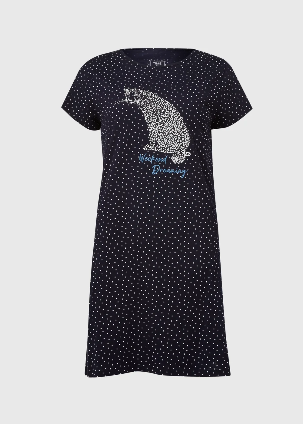 Blue Leopard Print Long T-Shirt - Small Image 4