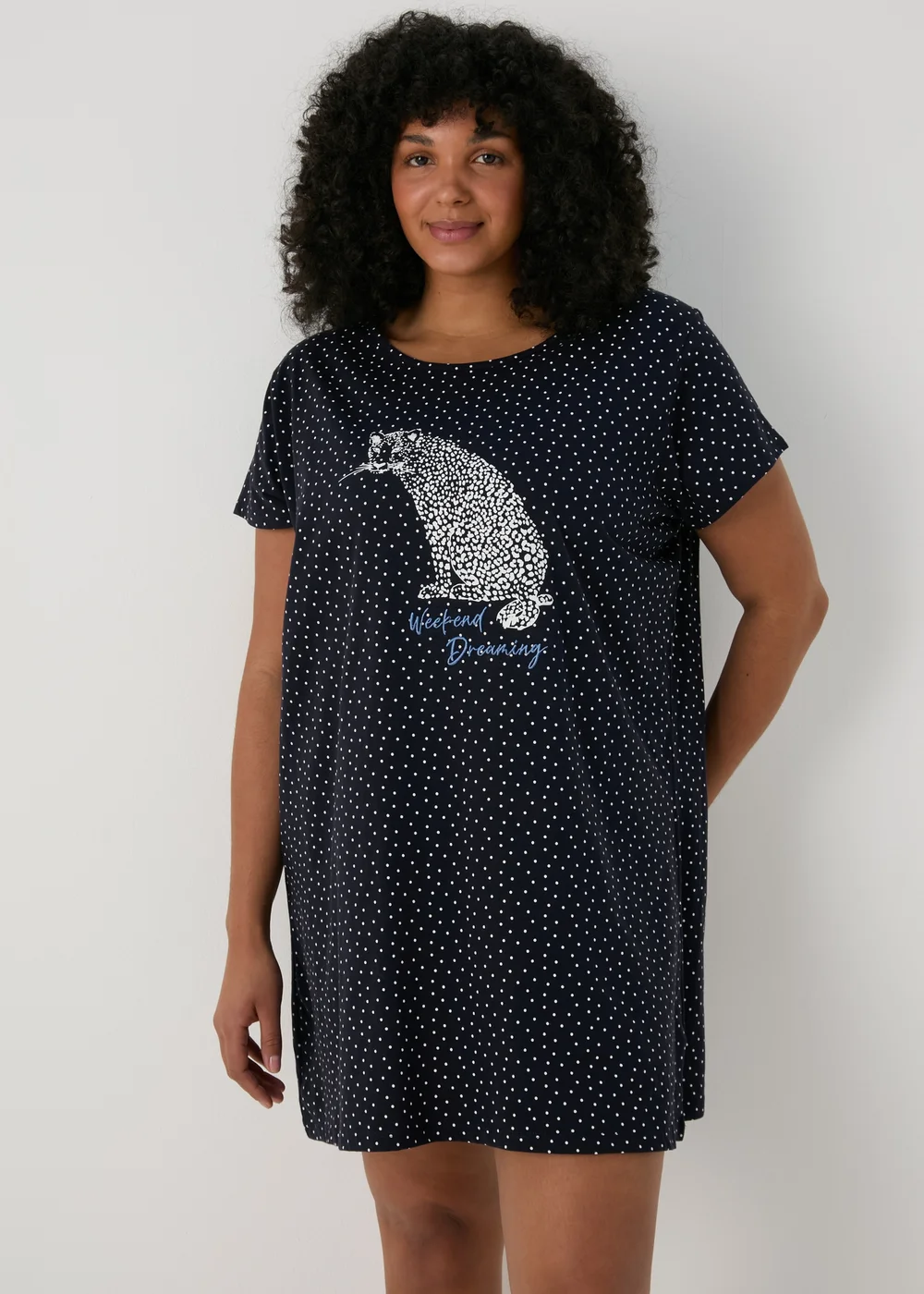 Blue Leopard Print Long T-Shirt - Small Image 1