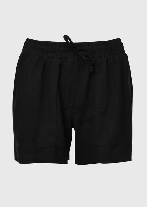 Black Linen Utility Shorts - 8 Image 5