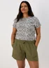 Khaki Linen Utility Shorts - 8 Image 2