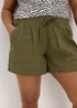 Khaki Linen Utility Shorts - 8 Image 6