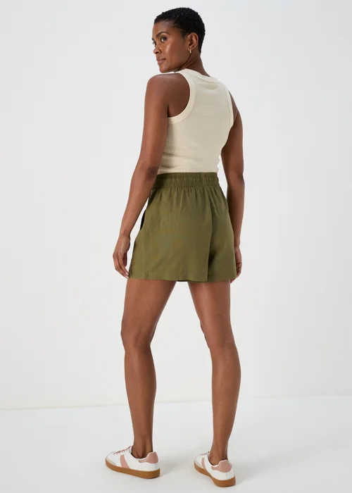 Khaki Linen Utility Shorts - 8 Image 3