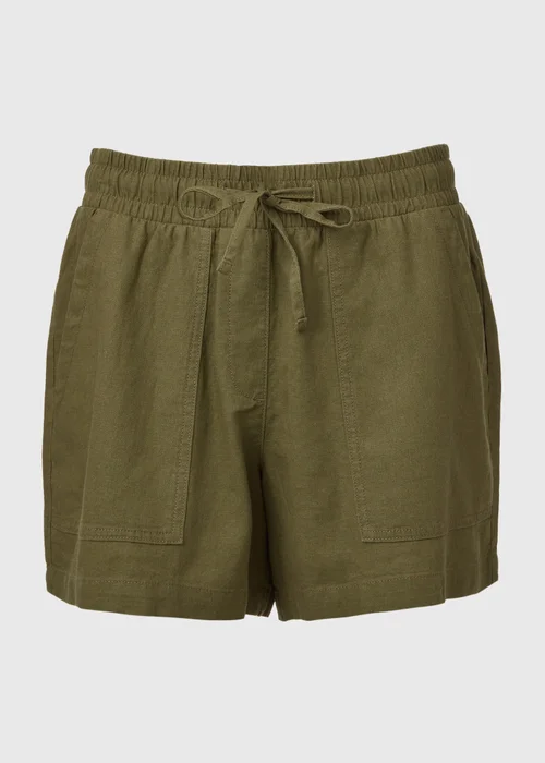 Khaki Linen Utility Shorts - 8 Image 9