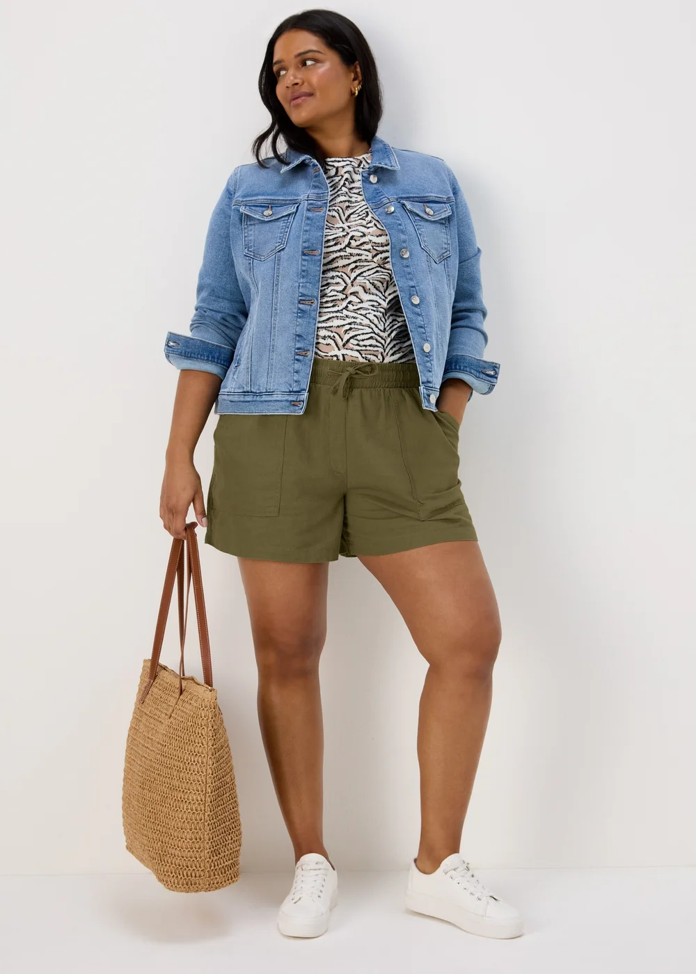 Khaki Linen Utility Shorts - 8 Image 8