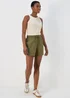 Khaki Linen Utility Shorts - 8 Image 1