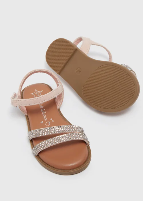 Girls Pink Diamante Sandals (Younger 4-9) - 6 Infant Image 2