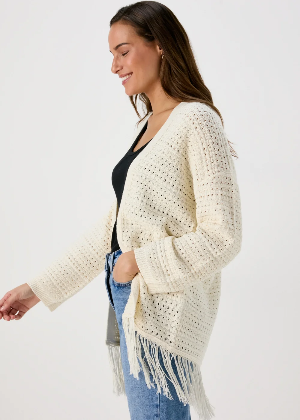 Papaya Ivory Fringe Cardigan - XS Image 3