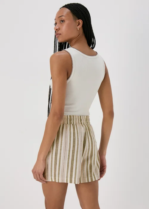 Khaki Stripe Linen Shorts - 8 Image 2