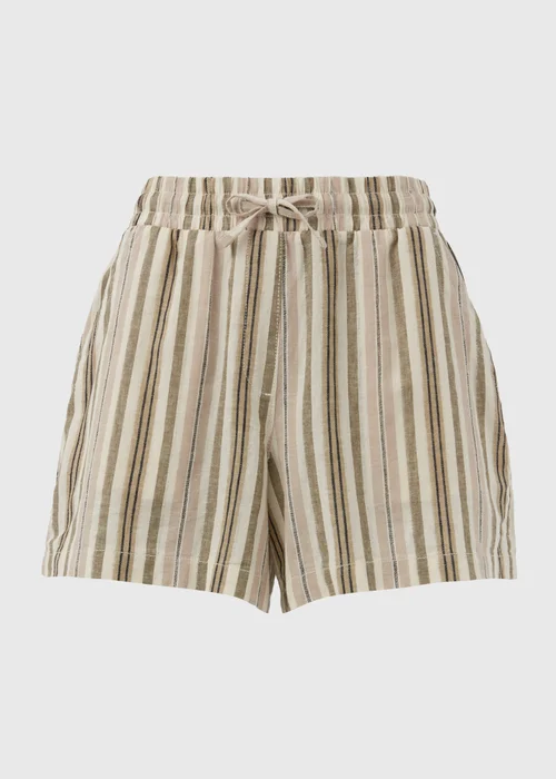 Khaki Stripe Linen Shorts - 8 Image 5