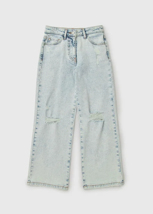 Girls Blue Wide Leg Ripped Jeans (7-15yrs) - Age 7 Years Image 1