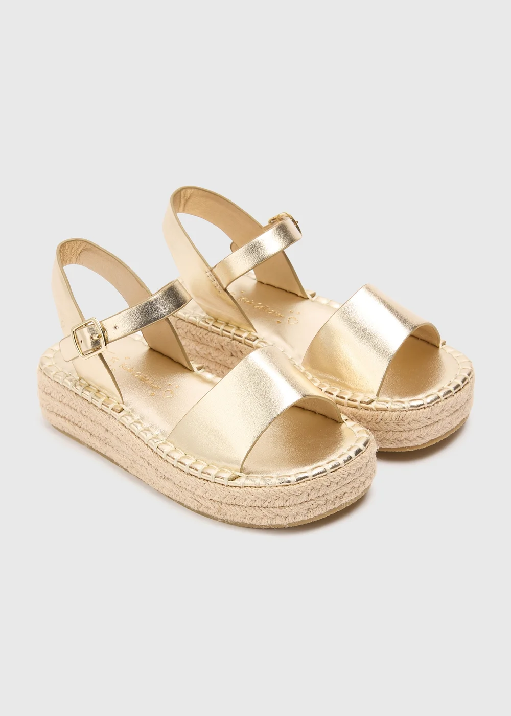 Girls Gold Flatform Espadrille Sandals (Younger 10-Older 5) - Size 1 Image 1