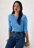 Blue 3 / 4 Sleeve Plain T-Shirt - Size 8 Image 1