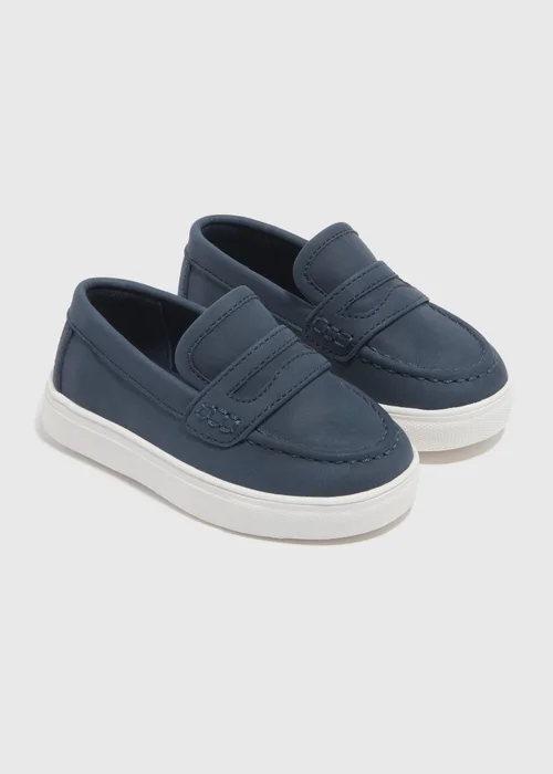 Boys Navy PU Loafers (Younger 4-9) - Size 4 Infants Image 1