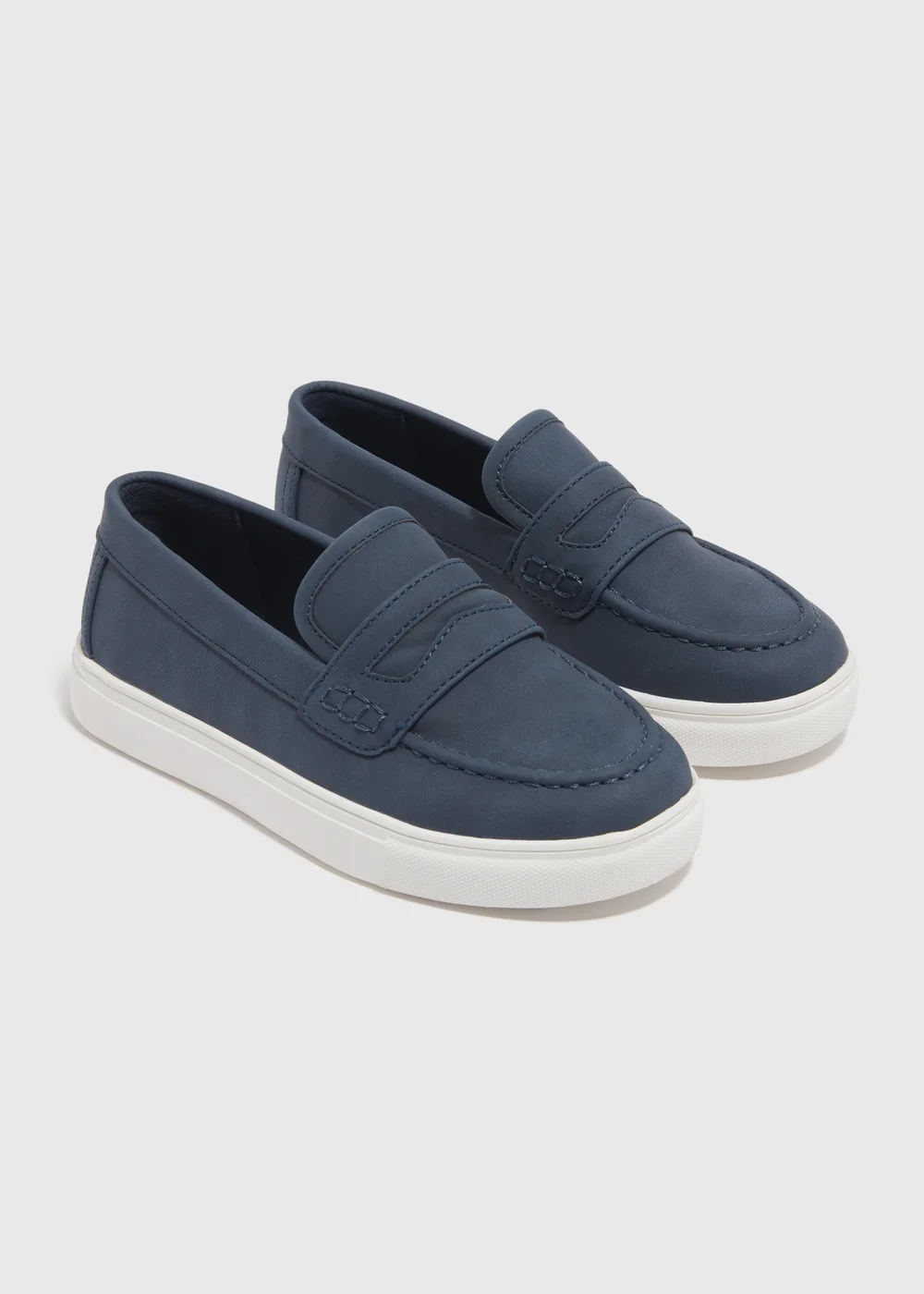 Boys Navy PU Loafers (Younger 10-Older 6) - 2 Image 1
