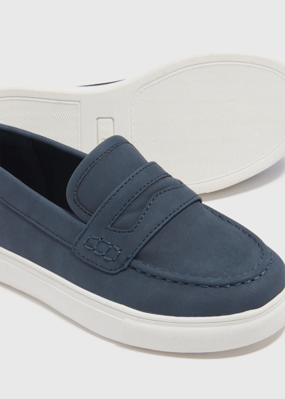 Boys Navy PU Loafers (Younger 10-Older 6) - 2 Image 2