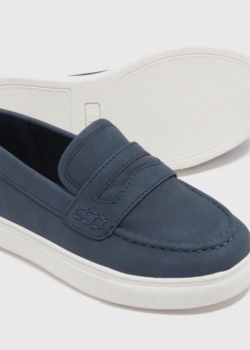 Boys Navy PU Loafers (Younger 10-Older 6) - 2 Image 2