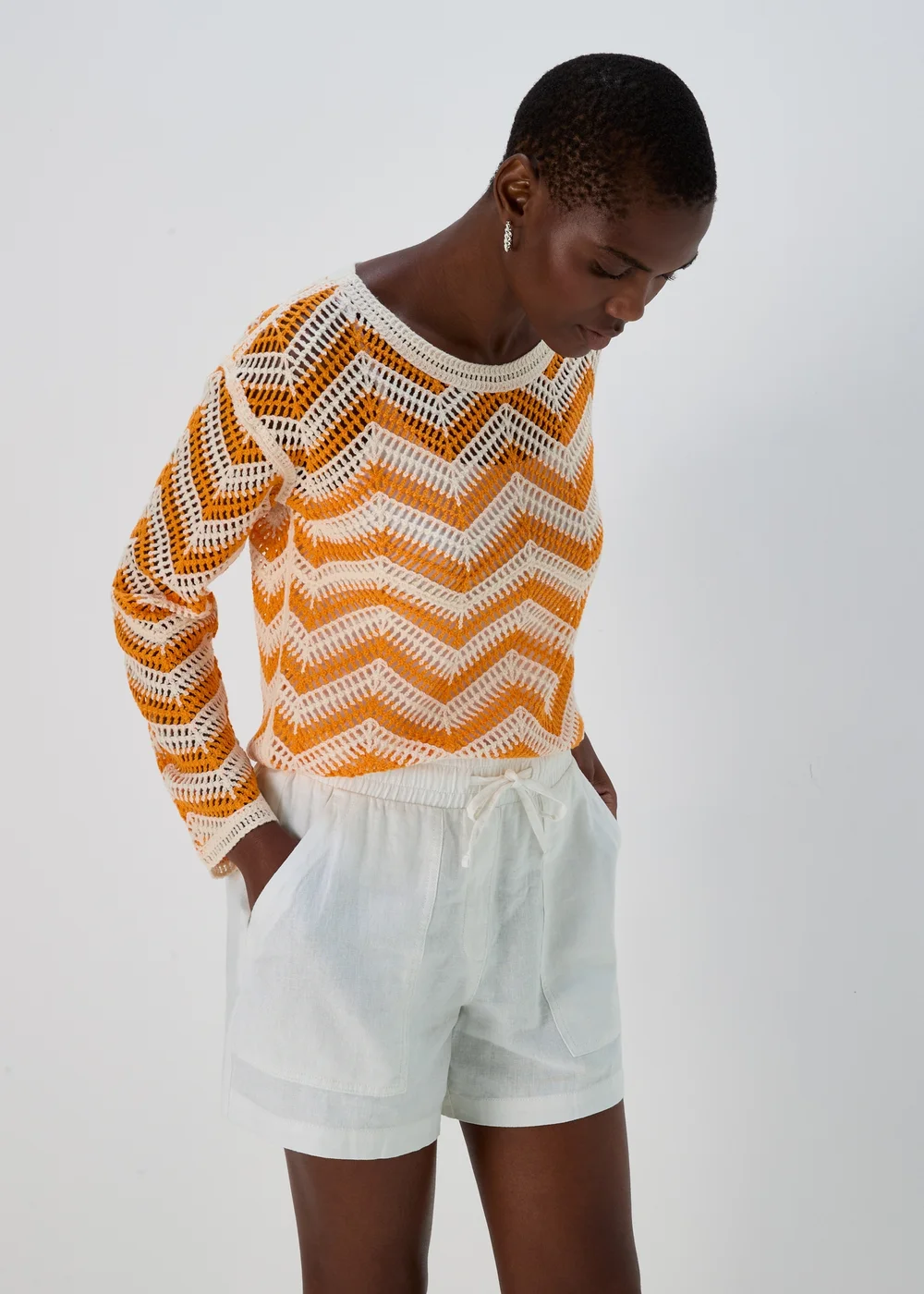 White Linen Shorts - 8 Image 1