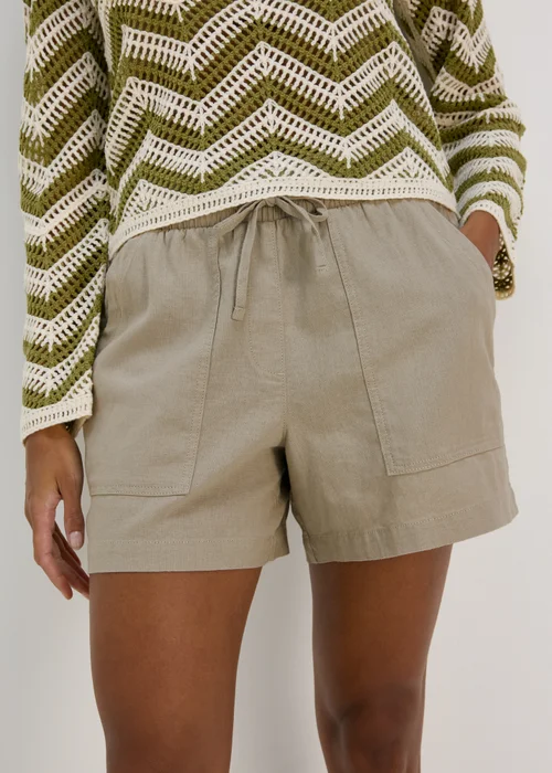 Beige Linen Shorts - 8 Image 3
