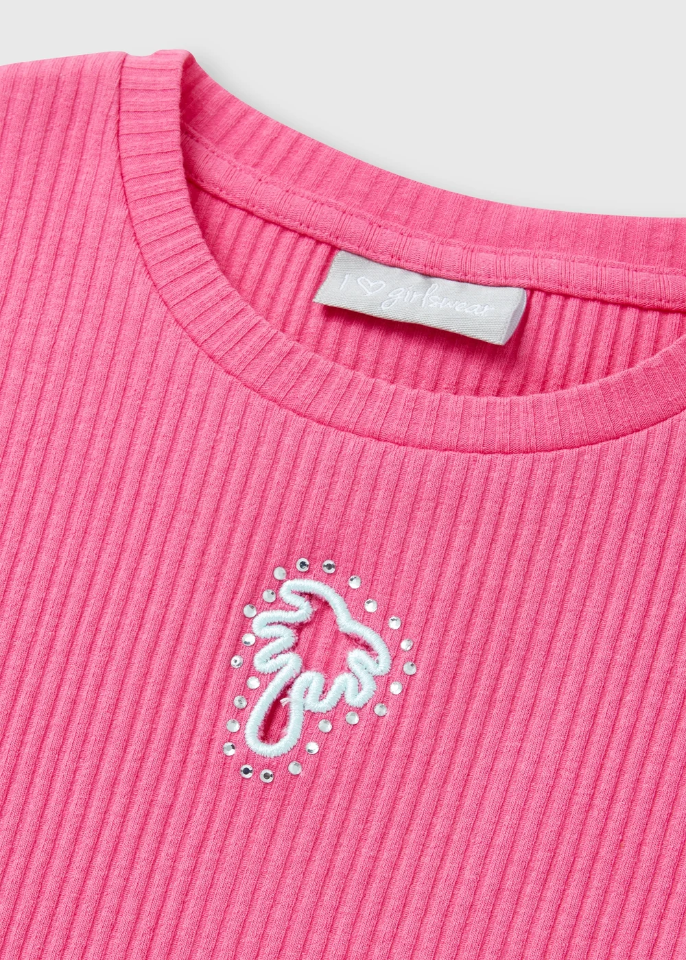 Girls Pink Ribbed Cut Out Palm Tree T-Shirt (7-15yrs) - 7 Yrs Image 2