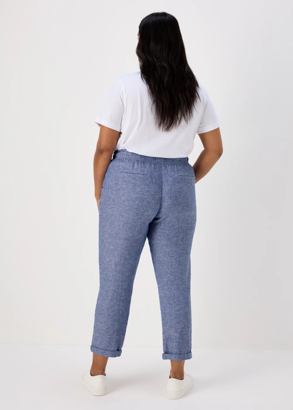 Blue Tapered Chambray Linen Trousers - 8 Image 4