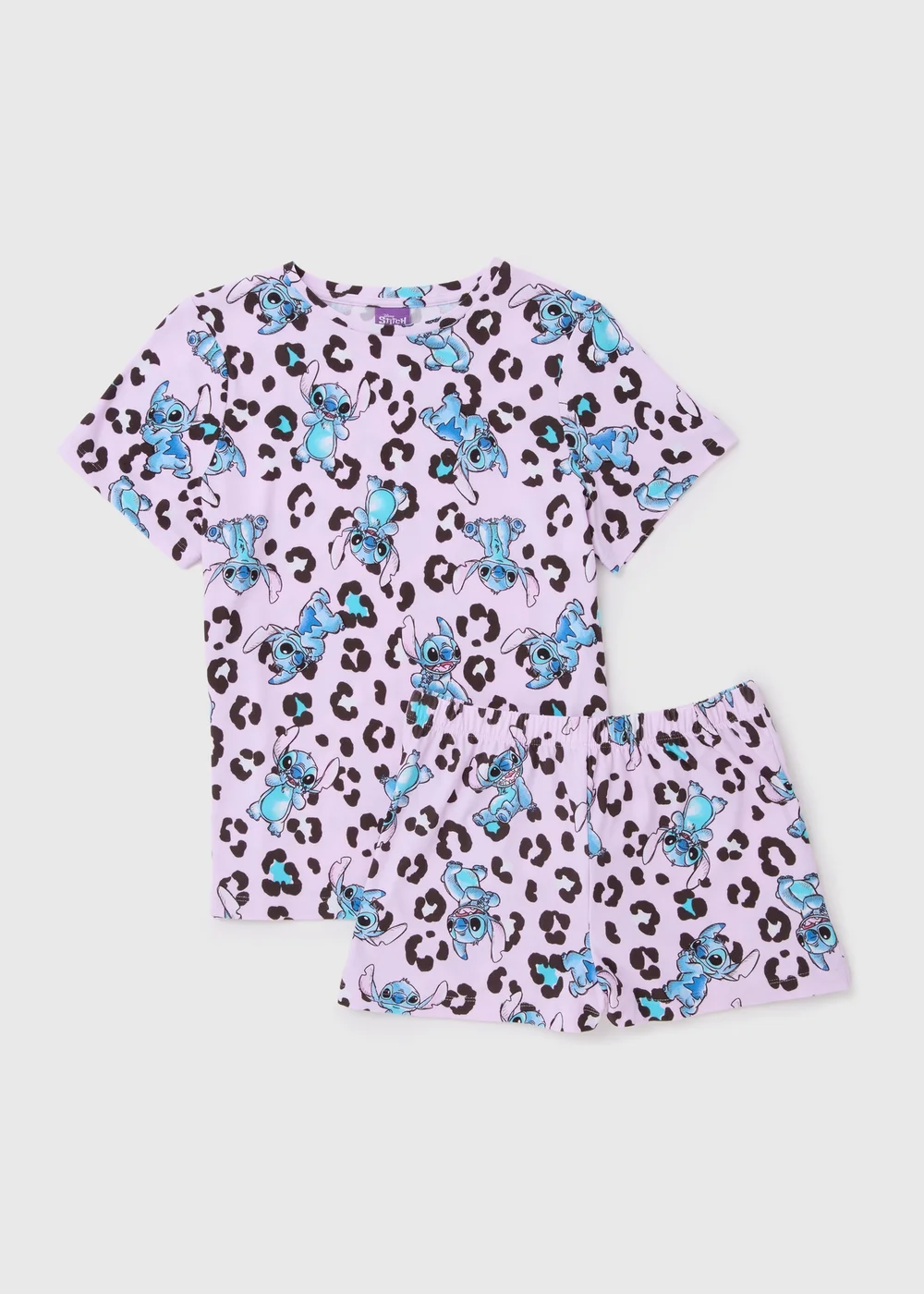 Disney Girls Lilac Stitch Pyjama Shorts Set (4-13yrs) - Age 4 Years Image 1