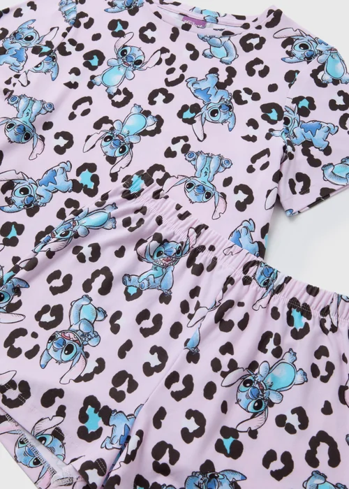 Disney Girls Lilac Stitch Pyjama Shorts Set (4-13yrs) - Age 4 Years Image 2