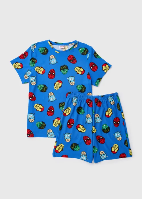 Marvel Kids Blue Avengers T-Shirt & Shorts Pyjama Set (3-12yrs) - Age 7 Years Image 1