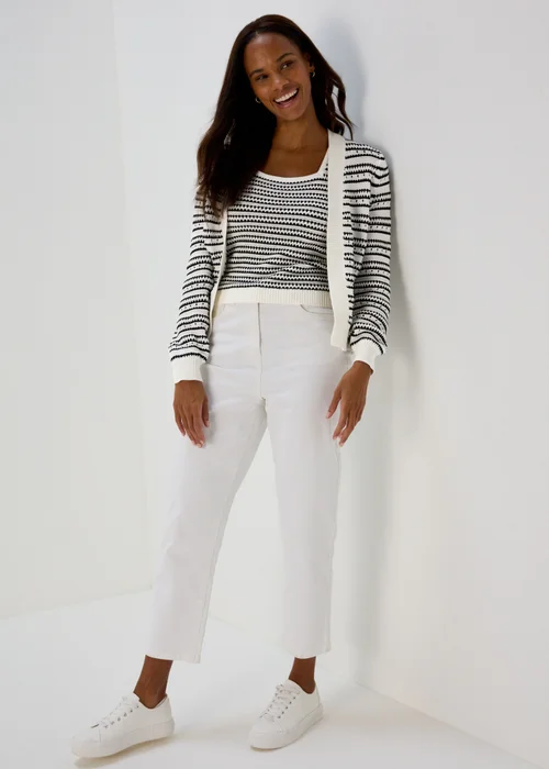 Ivory Stripe Co Ord Cardigan - 8 Image 4