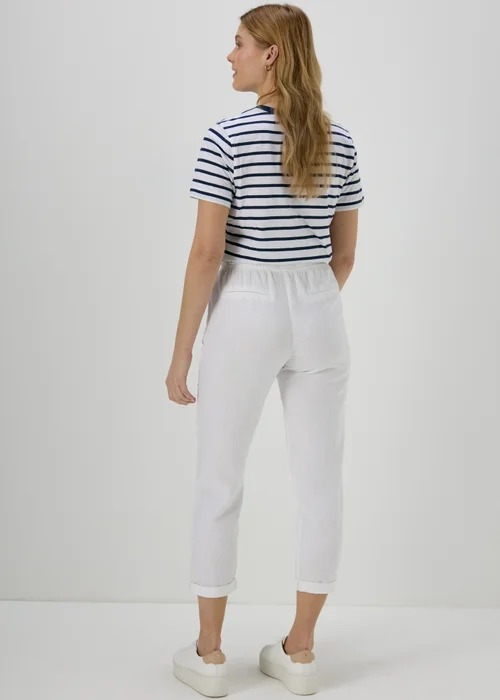 White Linen Tapered Trousers - 8 Image 2