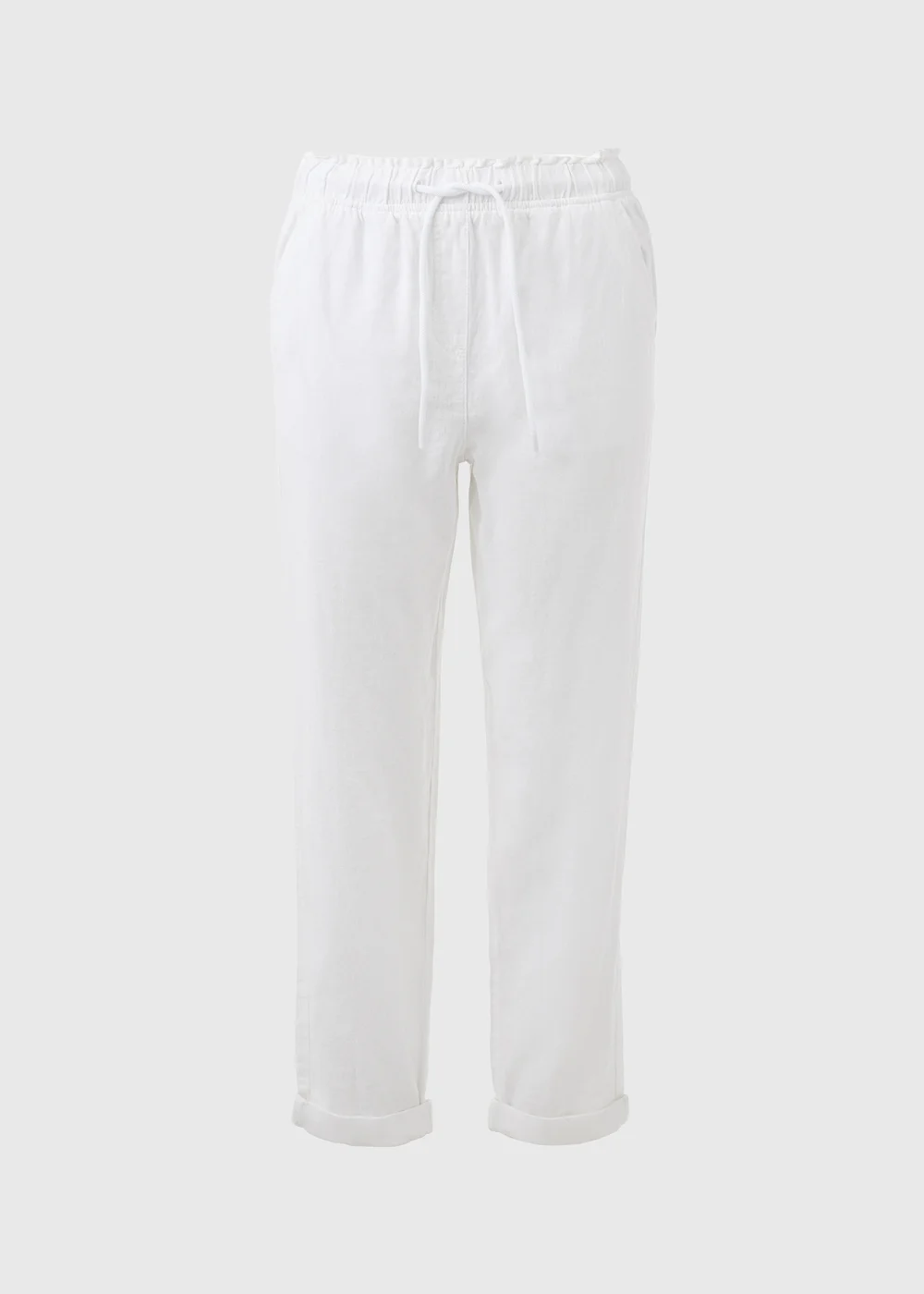 White Linen Tapered Trousers - 8 Image 5