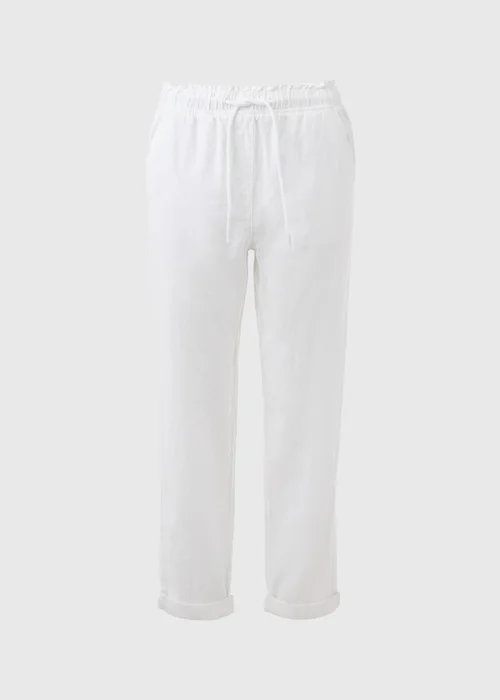 White Linen Tapered Trousers - 8 Image 5