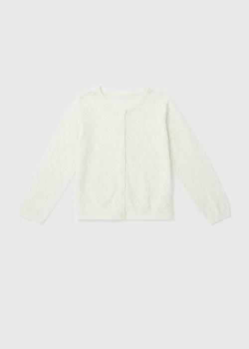 Girls Cream Pointelle Cardigan - 1 to 1 half years Image 1