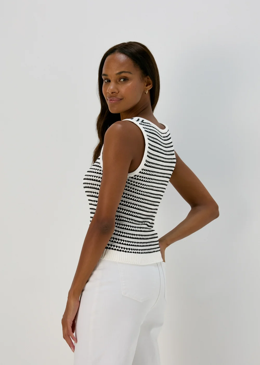 Ivory Stripe Co Ord Vest - 8 Image 2