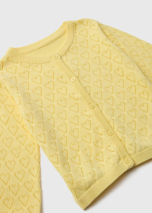 Girls Lemon Pointelle Cardigan (1-7yrs) - 1-1.5 Yrs Image 2