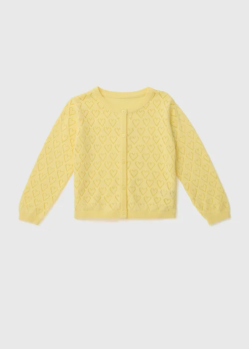 Girls Lemon Pointelle Cardigan (1-7yrs) - 1-1.5 Yrs Image 1