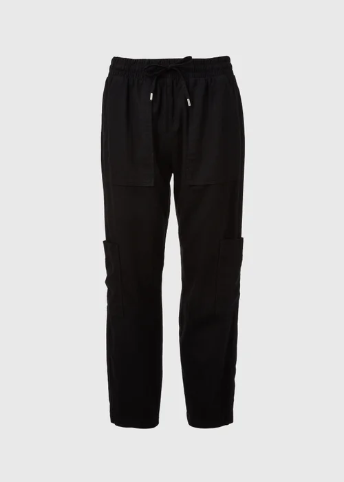 Black Linen Cargo Trousers - 8 Image 5