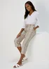 Khaki Stripe Tapered Cropped Linen Trousers - Size 8 Image 4