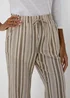 Khaki Stripe Tapered Cropped Linen Trousers - Size 8 Image 3