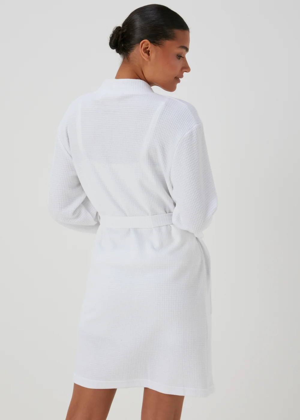 White Waffle Dressing Gown - Small Image 2