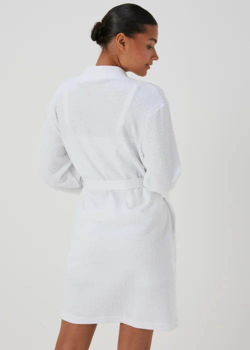 White Waffle Dressing Gown - Small Image 2