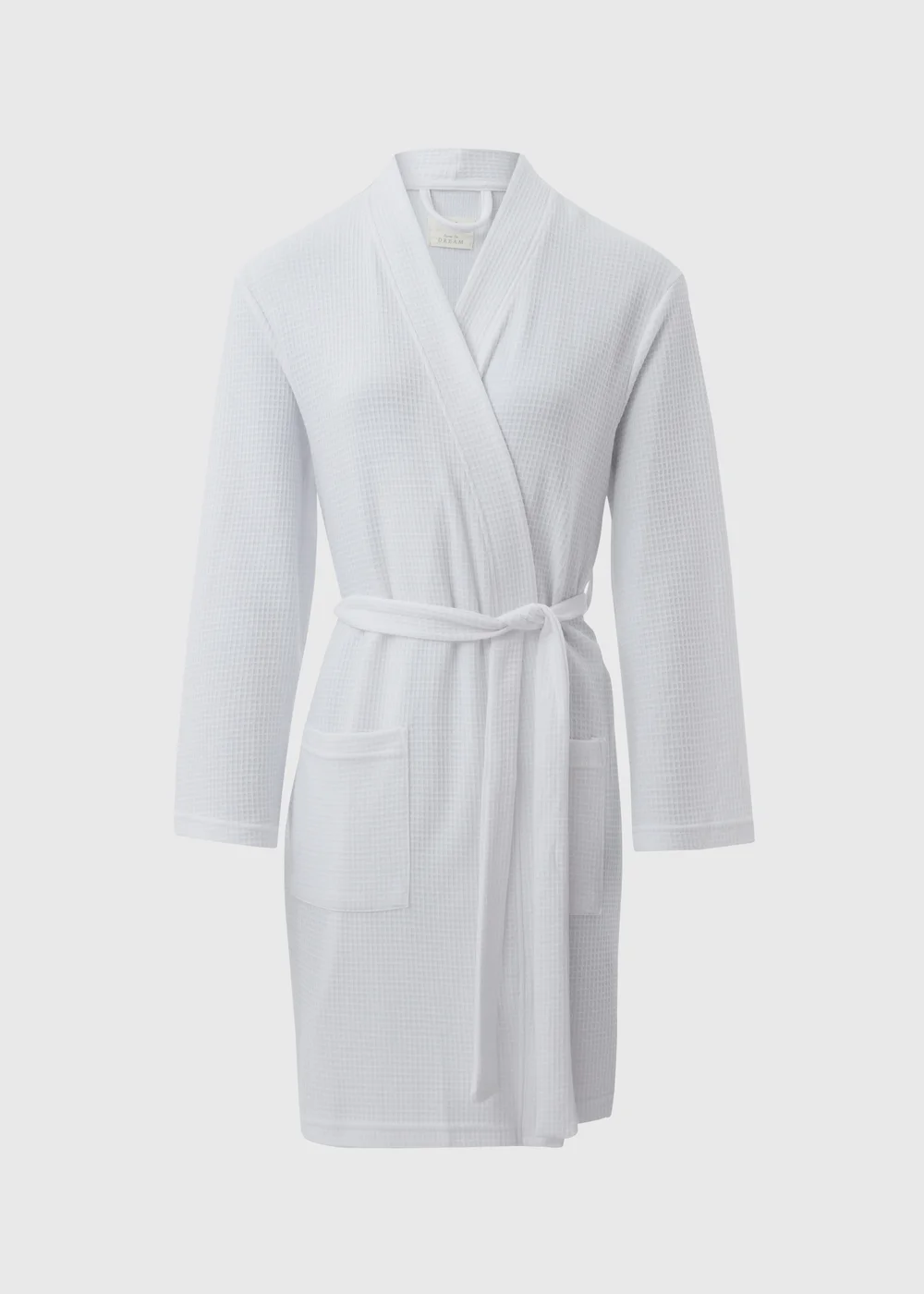 White Waffle Dressing Gown - Small Image 4