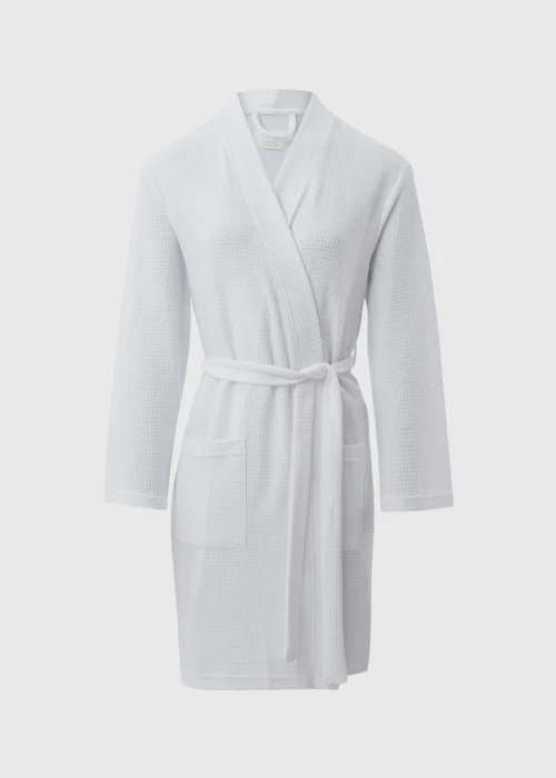 White Waffle Dressing Gown - Small Image 4