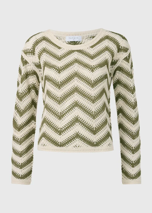 Khaki Zig Zag Crochet Jumper - XS Image 5