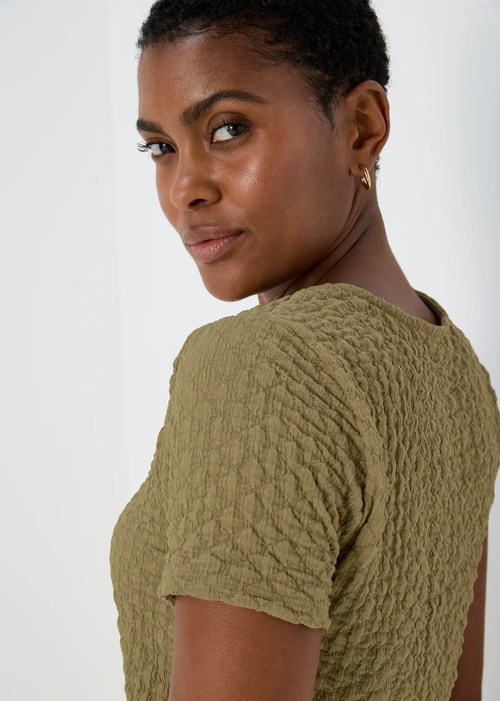 Khaki Textured T-Shirt - 8 Image 3