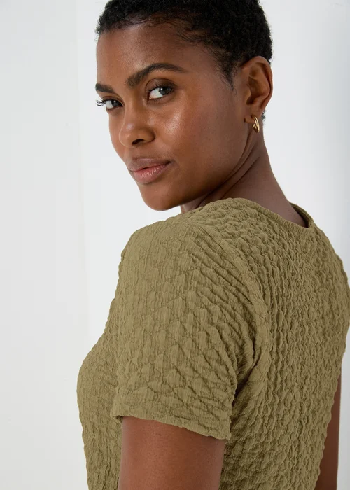 Khaki Textured T-Shirt - 8 Image 3