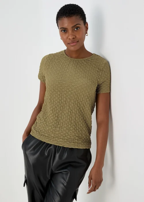 Khaki Textured T-Shirt - 8 Image 1