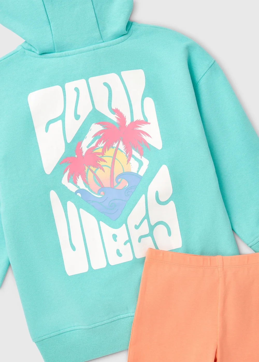 Girls Aqua Hoodie & Cycling Shorts Set (7-13yrs) - 7 Yrs Image 2