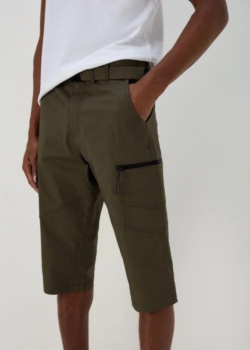 Khaki 3/4 Belted Cargo Shorts - 30 Image 3